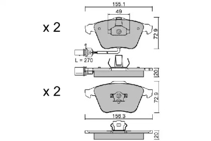 Комплект тормозных колодок (AISIN: BPVW-1015)